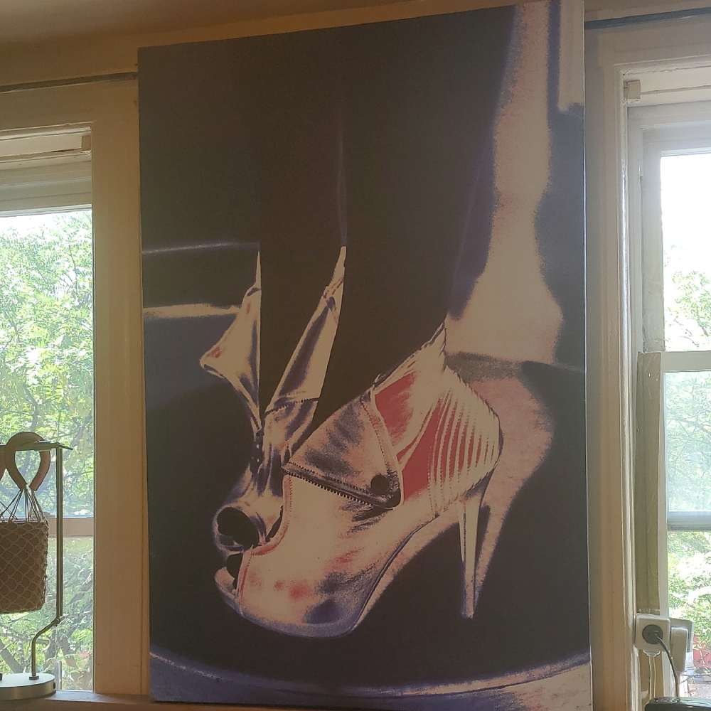 Art Class Chic Heels Painting - Navy Blue, Pink, And White. For Any Room.